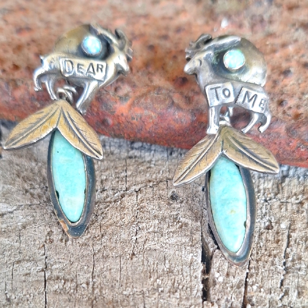 Sweet Bird Studio Silver  Turquoise And Opal " Dear To Me " Earrings